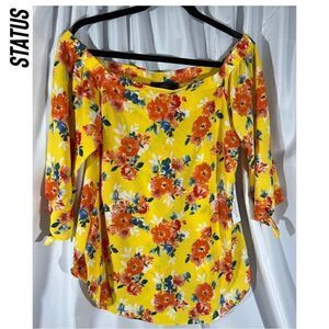 ANTHROPOLOGIE BY STATUS STITCH FIX FLORAL TOP YELLOW COMBO NWT LARGE